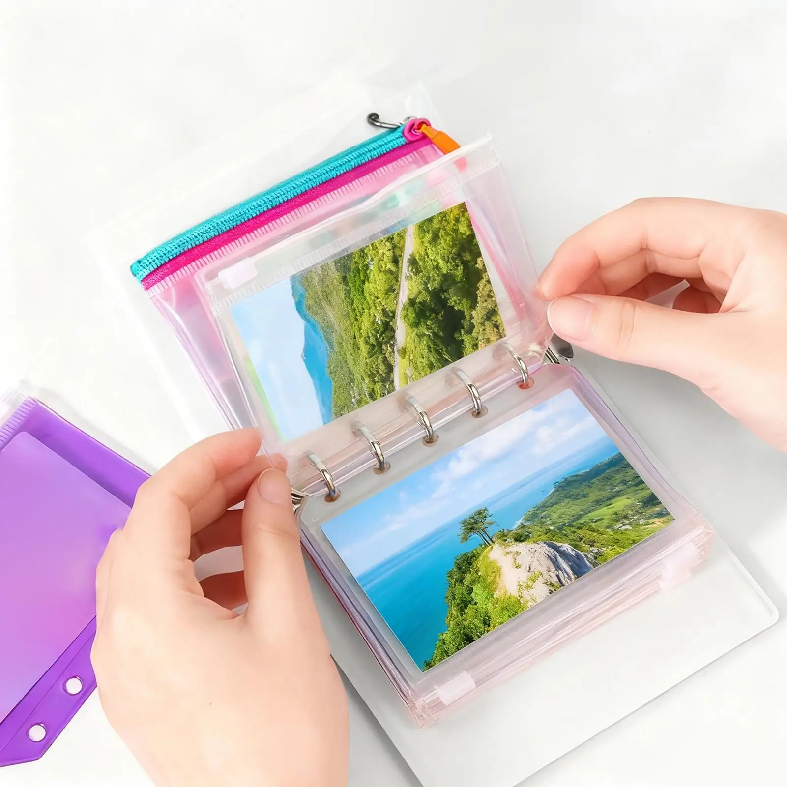 Прозрачные защитные листы, 10 шт., 5 колец, M5, рукава для чеков на молнии, рукава для карточек для профессионалов, путешественников, художников