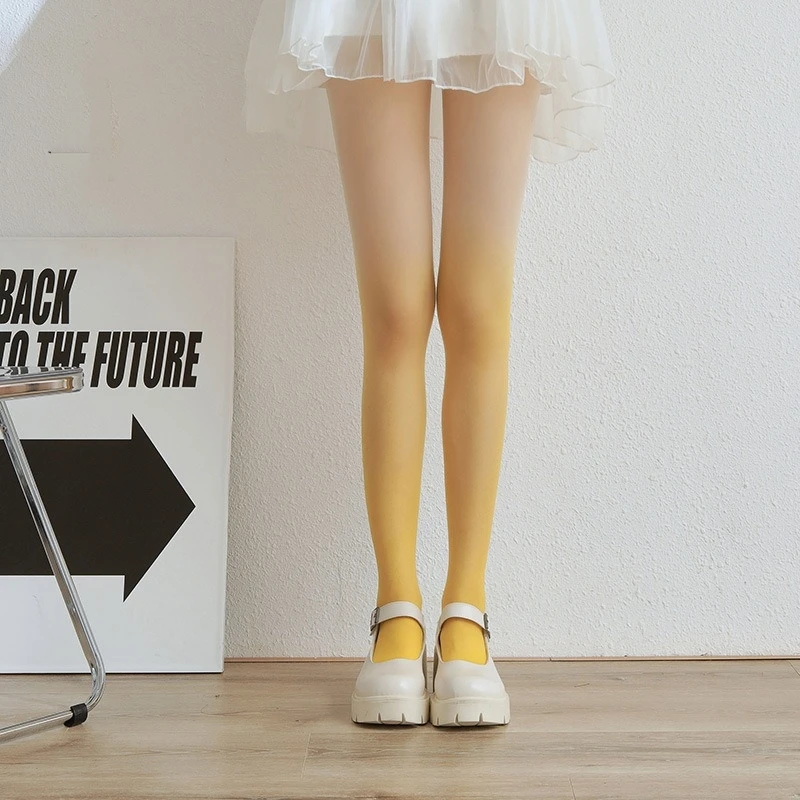 New Arrival Gradient Tights for Women Sexy Black Thin Candy Color Pantyhose Fashion Personality Nightclub Party Longh Stockings