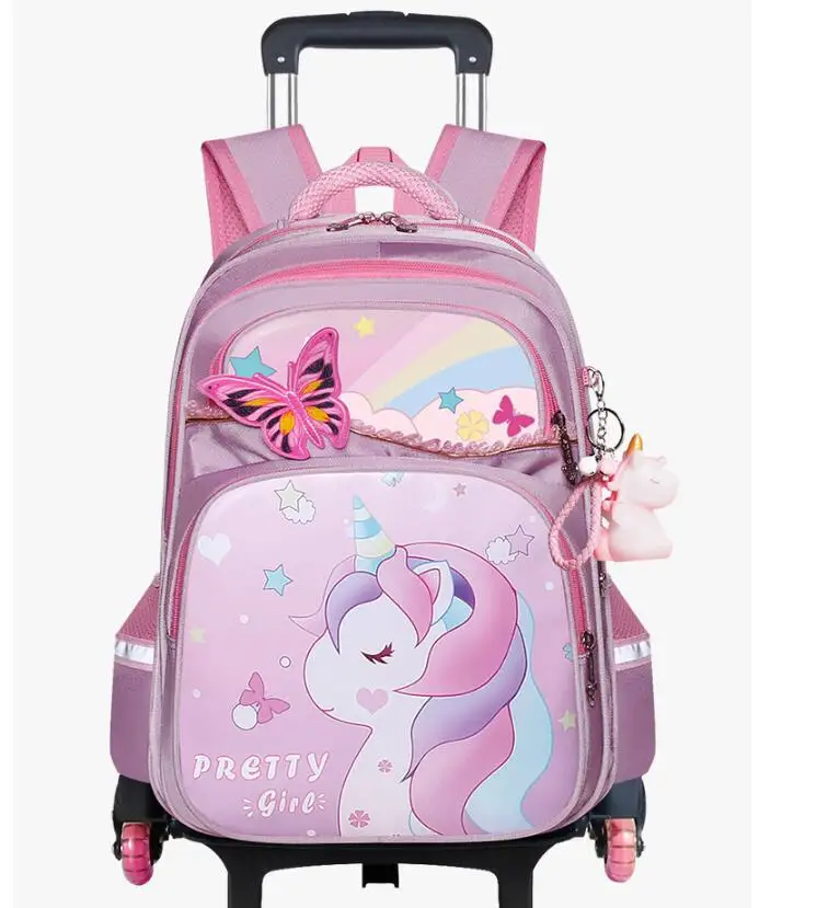 School Trolley Bag for girls School Wheeled Backpack on wheels For Girls Children Rolling backpack for Girls Satchel with Wheels