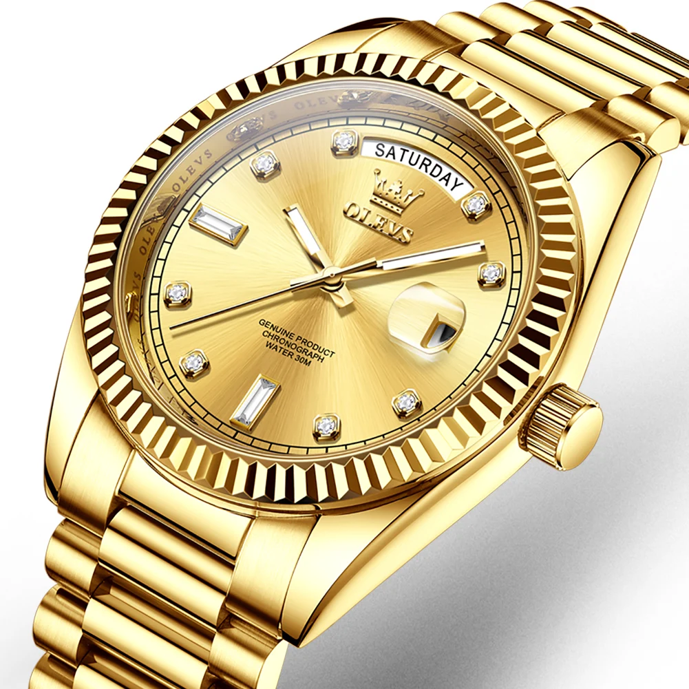 

Роскошные брендовые автоматические мужские часы в классическом стиле, механические часы с датой для мужчин, золотые светящиеся часы из нержавеющей стали