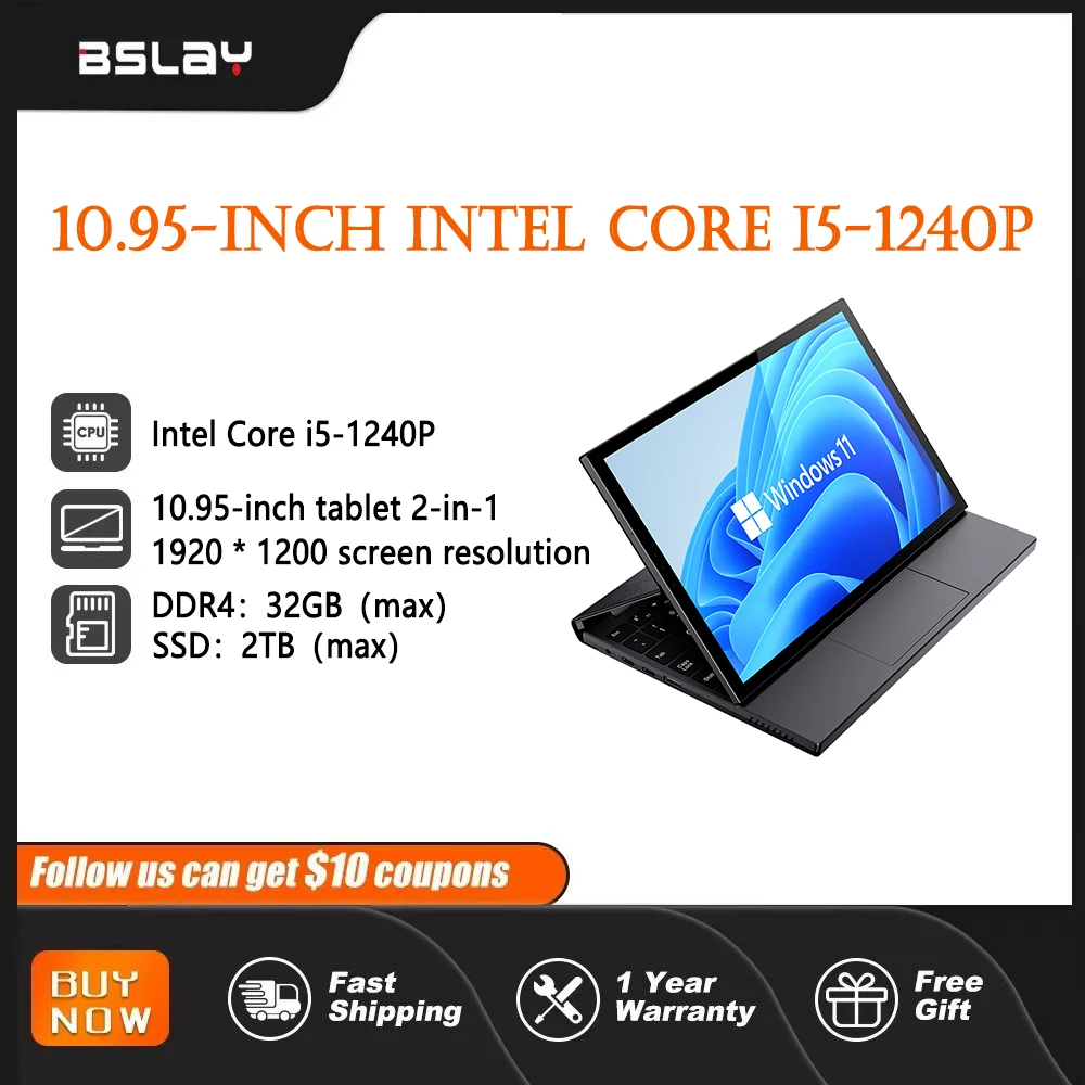 

Intel Core i5-1240p10.95-inch Business Tablet Touchscreen Laptop 1920 * 1200 RAM 32GB SSD2TB DDR4 Face Unlock 12 Thread 4.4GHz