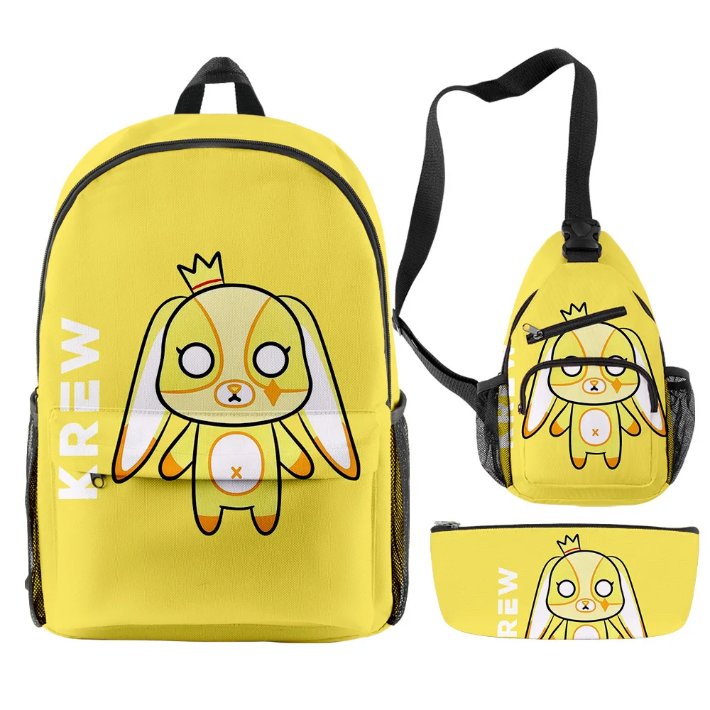 Imagem -03 - Itsfunneh Krew District Merch Mochilas Peças Define Único Zíper Daypack Harajuku Traval Bolsa Adulto Crianças Bolsa de Escola Bolsas Engraçados