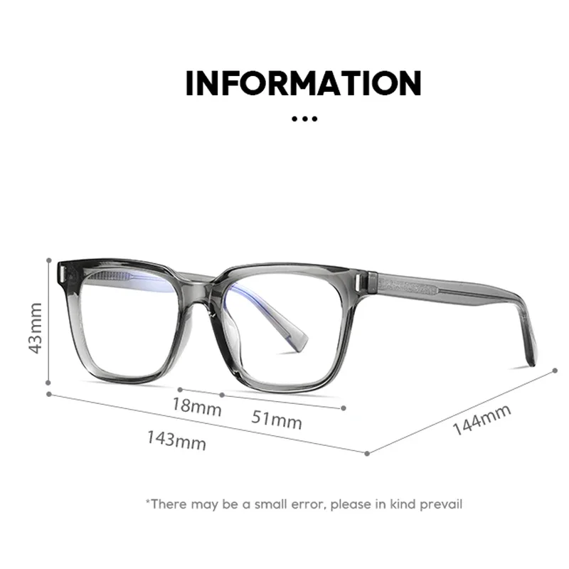 KIZN خمر قصر النظر نظارات سماكة الإطار مربع TR90 النساء الرجال مكافحة الضوء الأزرق وصفة طبية البصريات نظارات -0.50 إلى -10