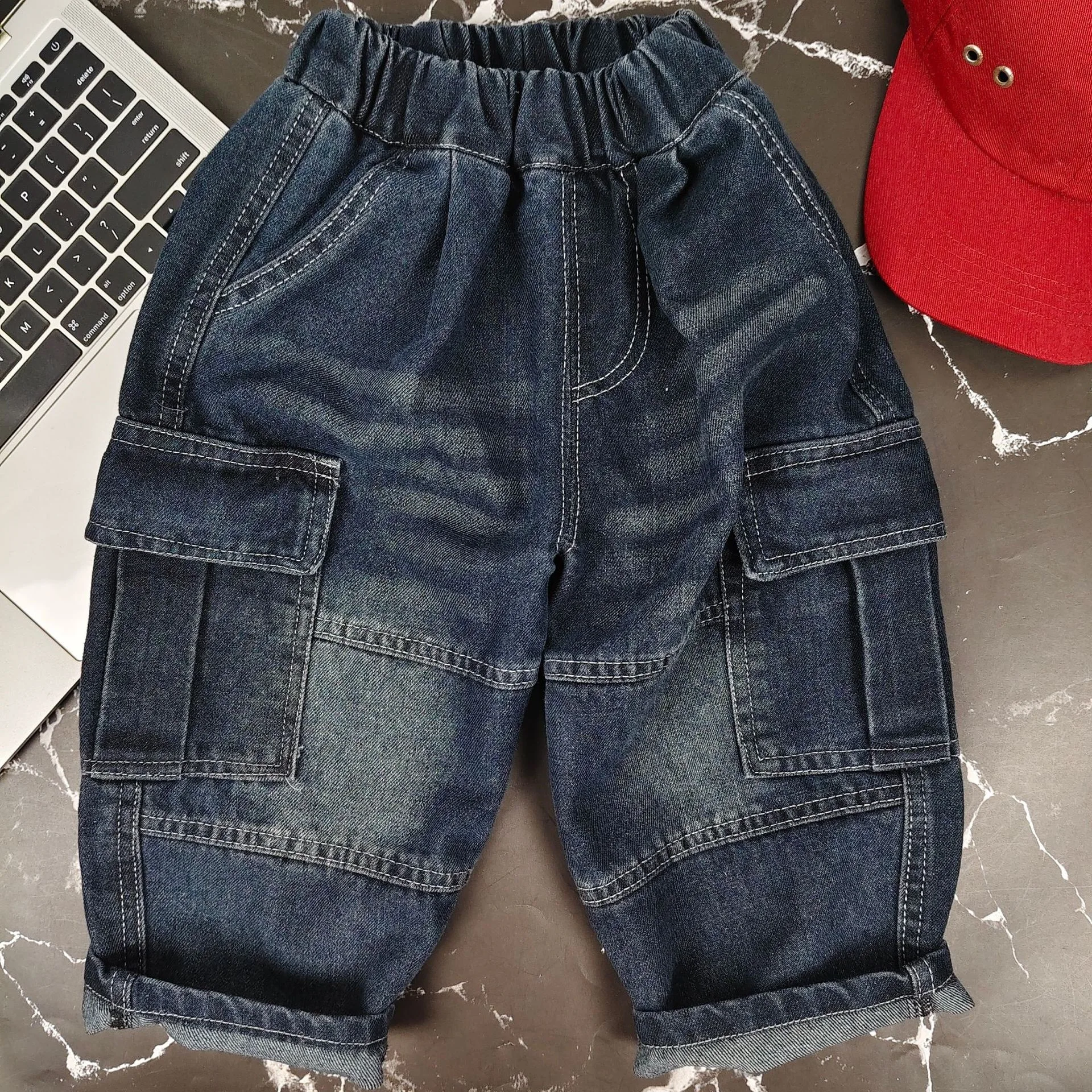 Children's Jeans Pants Spring Autumn New Products Boys Jeans Fashion Soft Outdoor Multi-Pocket Denim Pants Kids Trousers 2-8Year