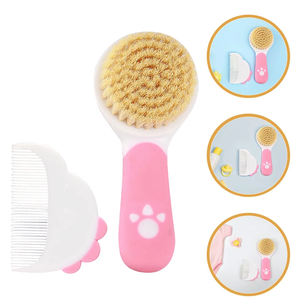 2Set Baby Brush Comb Set Soft Bristles Gentle Hair Care for Newborns Toddlers Cradle Cap Removal Easy Detangling Lightweight