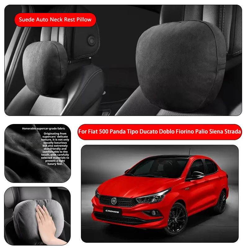 For Fiat  Premium Faux Suede Neck Pillow car seat pillow car neck pillow Suede Fabric Car Headrest interior