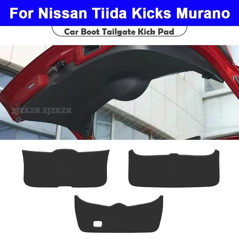 

For Nissan Kicks Murano Tiida 2018-2026 Trunk Tailgate Guard Pad Leather Rear Trunk Door Protective CarvInterior Accessories