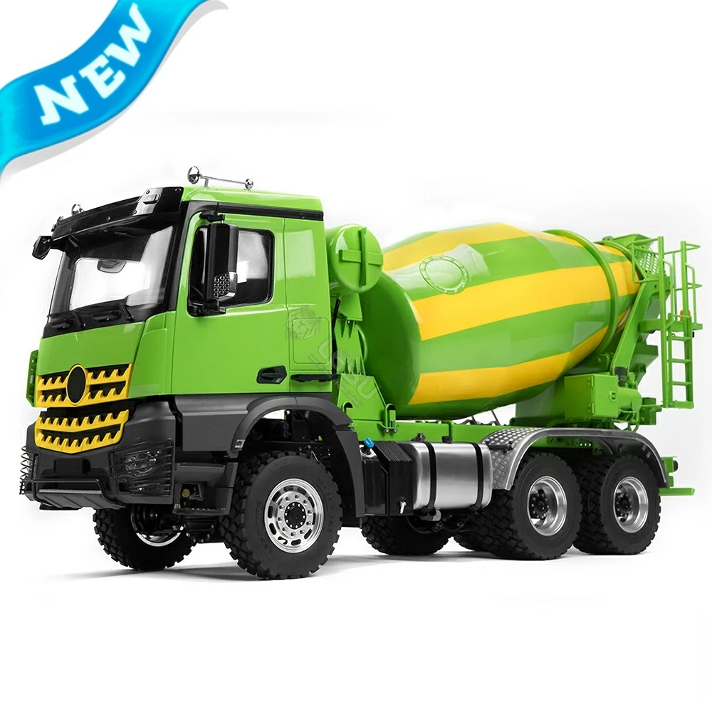 3363 1/14 6x6 RC Hydraulic Metal Mixer Truck Model Engineering Cement Mixer Truck with Light Sound System RC Car Model Toy