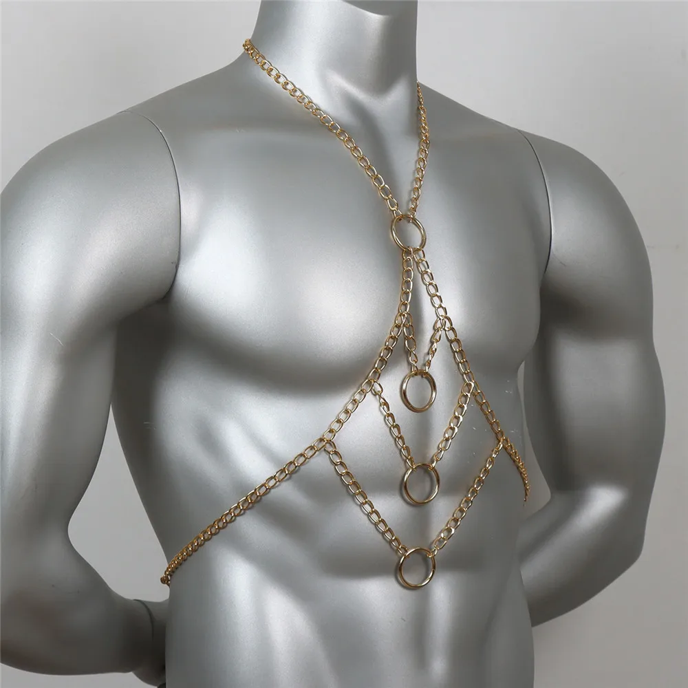 Goth Body Harness Chain Men Sexy Chest Top Punk Fashion Metal Chain Nightclub Festival Party Jewelry Gothic Accessories