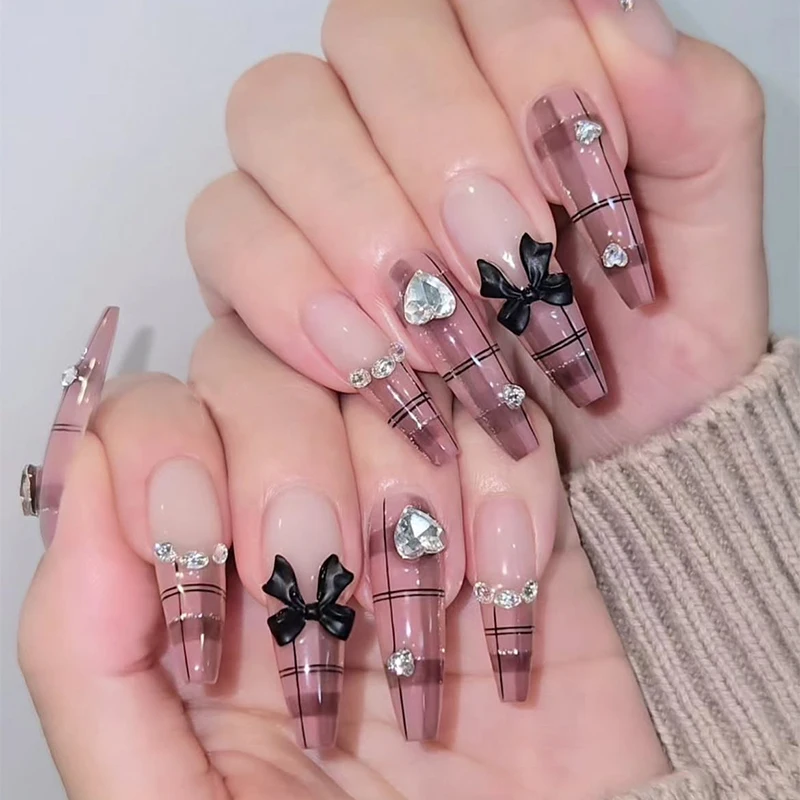 1box  Artistic Plaid Nail Transfer Foils Pink Grid Pattern Nail Stamping Stickers Sweety Cowboy Style Manicure Decals