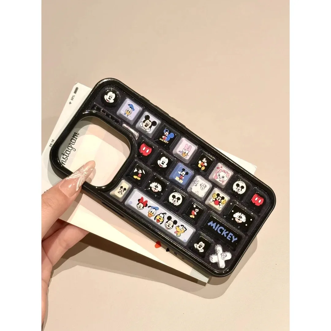 Cute Creative Cartoon Keyboard Mickey Minnie Disney Case For iPhone 11 12 13 14 15 16 Pro Max Donald Duck Daisy Keyboard Cover