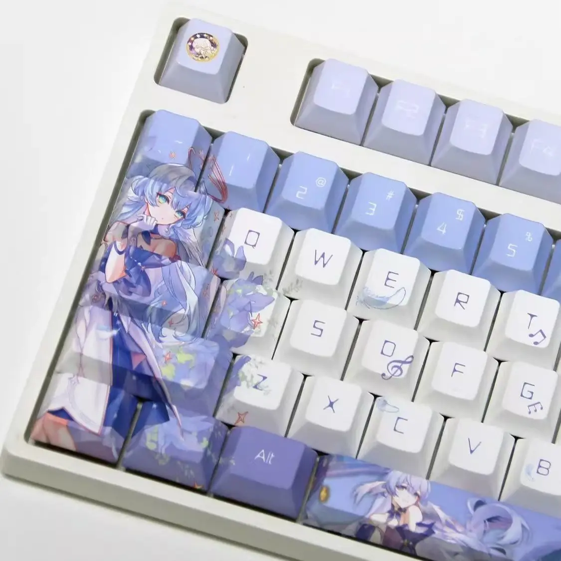 Honkai Impact ロビンアニメキーキャップ韓国語キーボードキャップかわいい PBT チェリープロファイルゲーミングキーキャップメカニカルキーボードアクセサリー