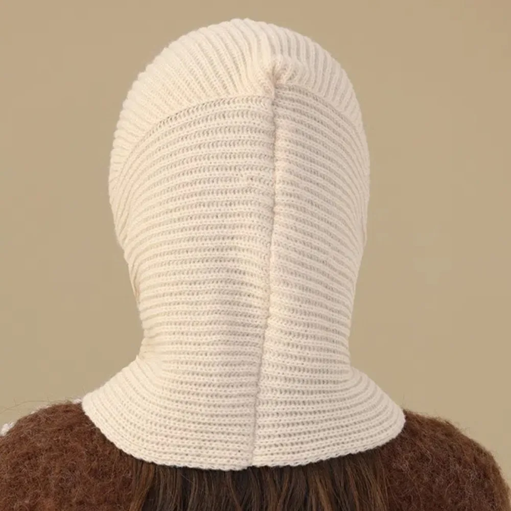 New Pullover Knitting Balaclava Hat Windproof Solid Color Ear Warmer Hooded Cap One-piece Hooded Scarf Hat