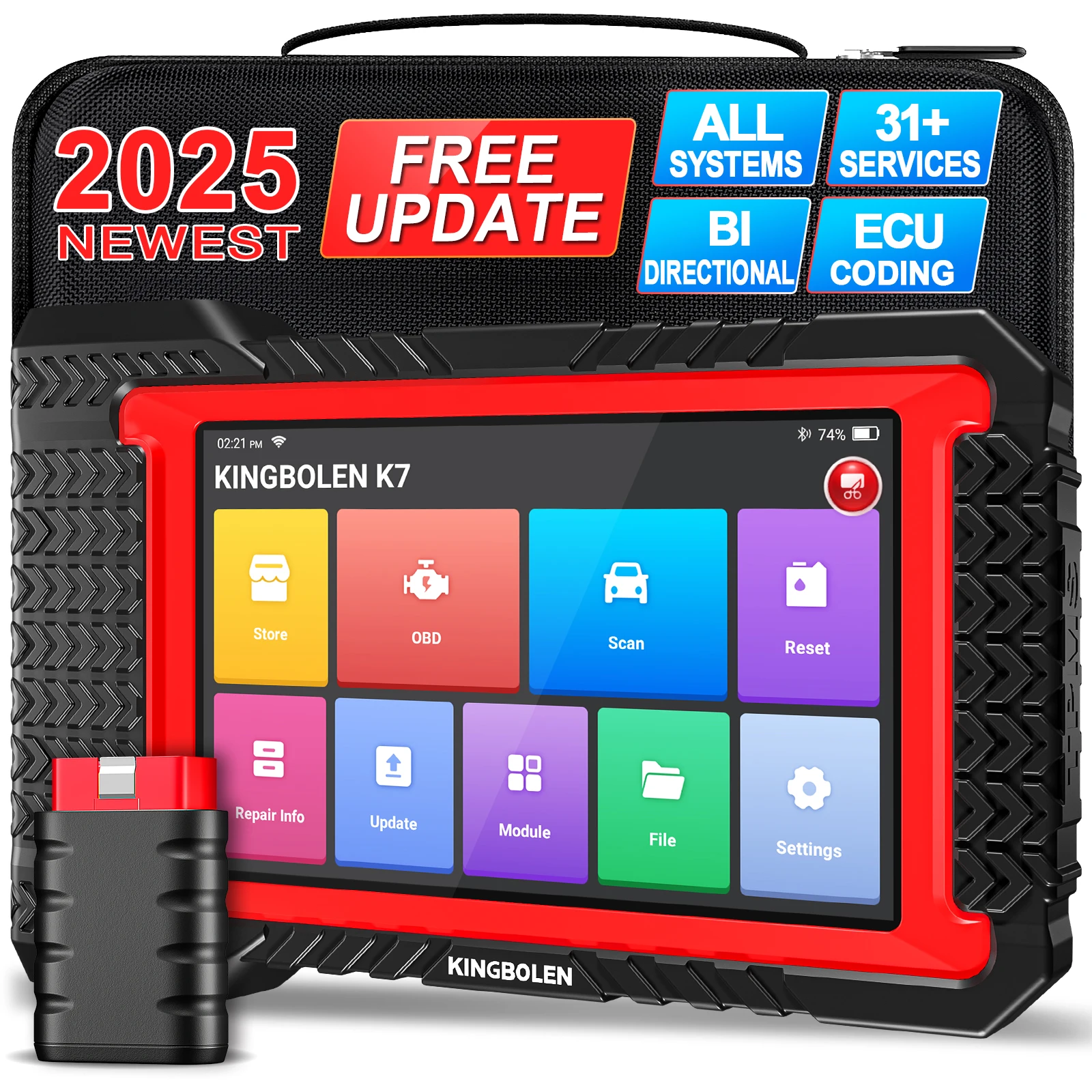 

USA EU Warehouse Kingbolen K7 Elite OBD2 Scanner Diagnostic Tool For All Cars With ECU Coding Lifetime Free Update