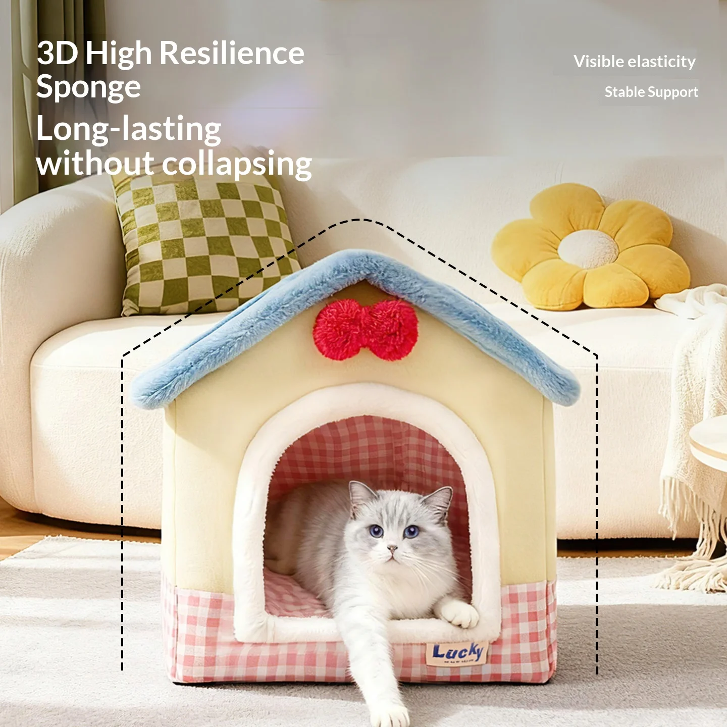 Casa cama cerrada para gatos y perros pequeños, todas las estaciones - imagen 3