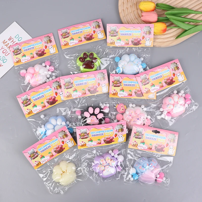 만화 귀여운 부드러운 끈끈한 고양이 발 시리즈, 느린 리바운드 스퀴즈 장난감, 창의적인 어린이 핀치 스트레스 해소 환기구 장난감, 생일 선물