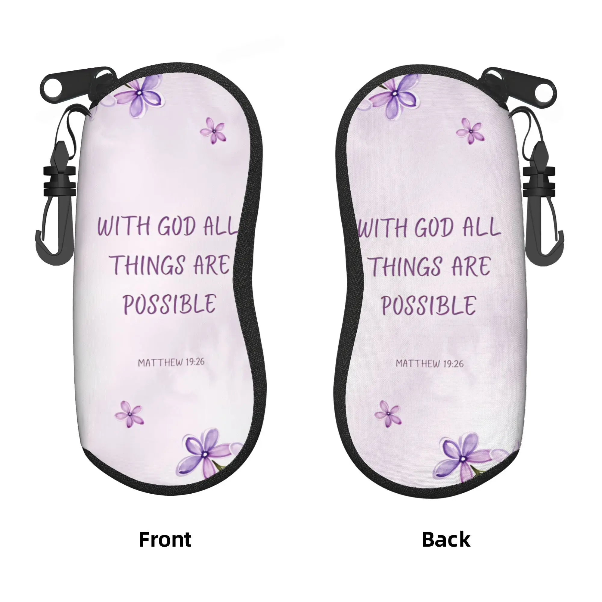 Étui à lunettes « Avec Dieu, tout est possible », étui à lunettes de soleil personnalisé, étui de voyage pour homme et femme, protection pour lunettes, organisateur de lunettes