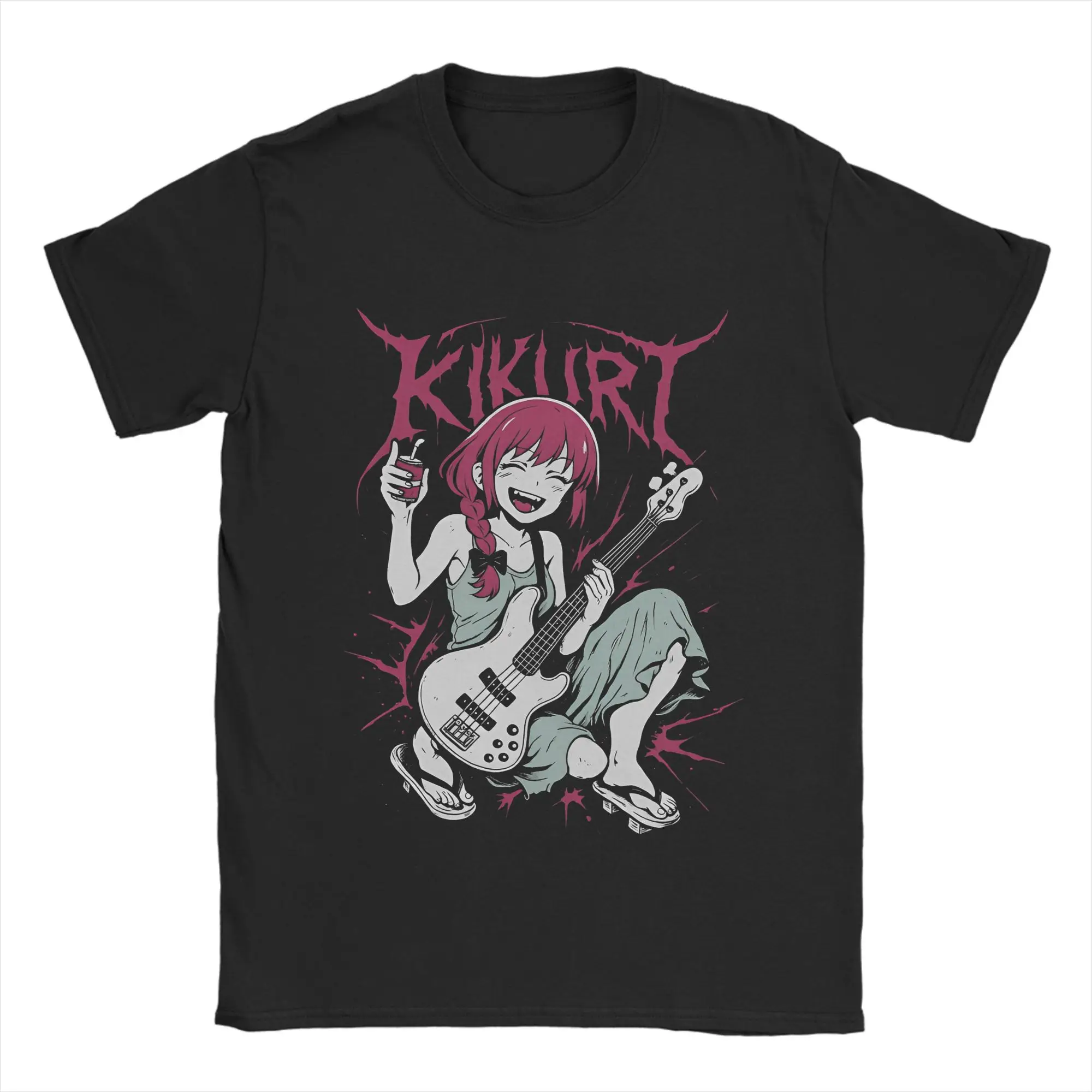 Men Bocchi The Rock Kikuri Hiroi Lines Letters Anime T Shirts  Cotton Clothing Round Collar Tee Shirt Plus Size T-Shirt