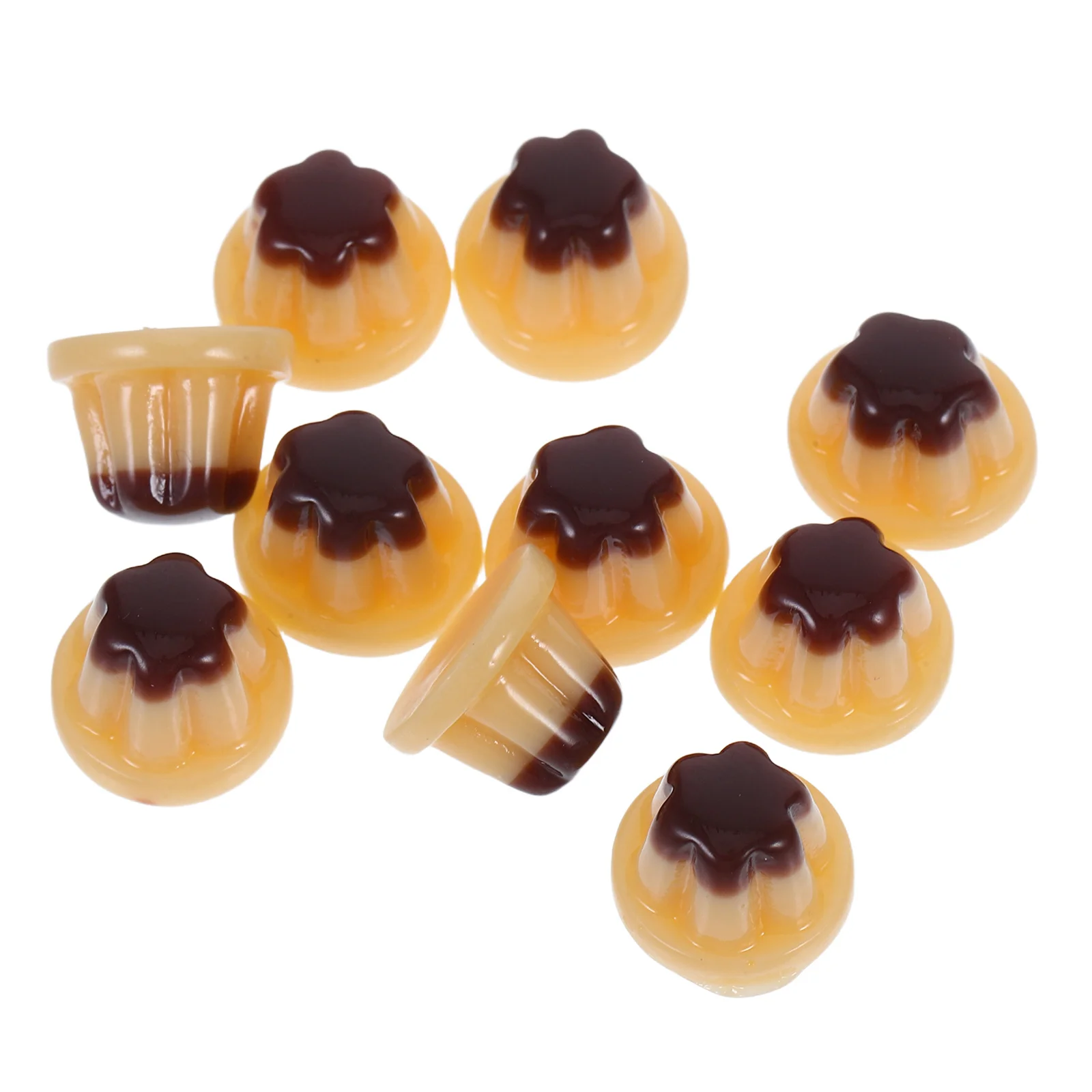 10 szt. Realistyczne sztuczne puddingi, miniaturowe jedzenie, zestaw dekoracji kuchennych do domku dla lalek, akcesoria do pieczenia, małe desery, zestaw do samodzielnego wykonania.