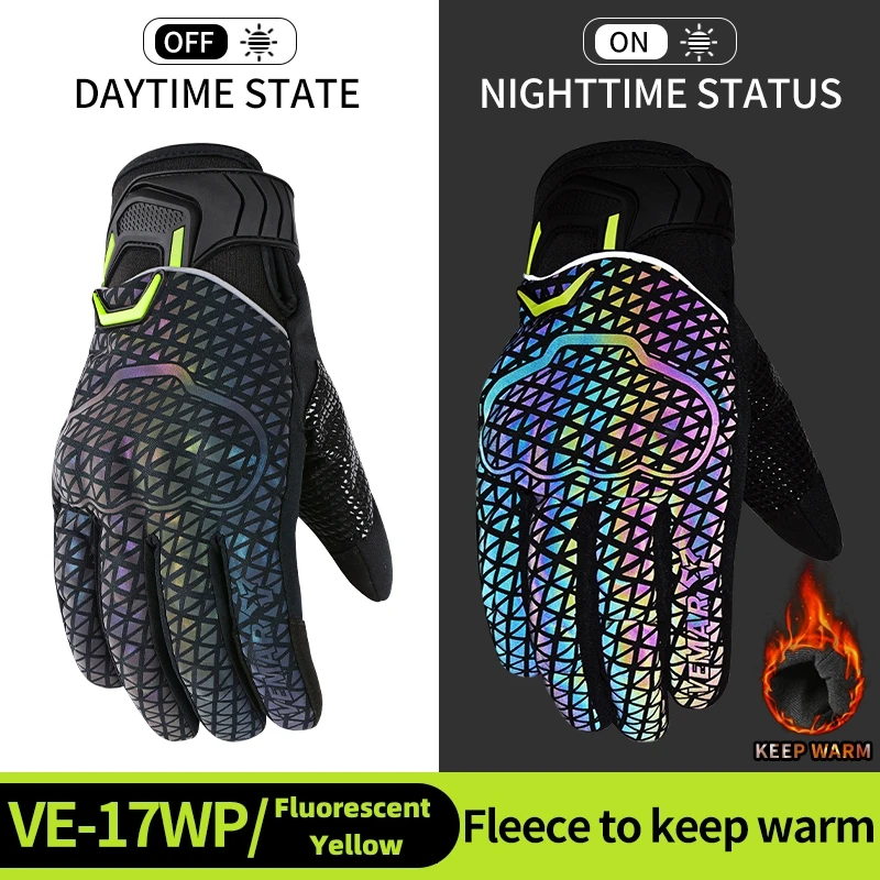 Autumn Winter Motorcycle Riding Gloves for Women Men Warm Fall-proof Windproof Moto Glove Colorful Reflective Touchscreen Gloves 3