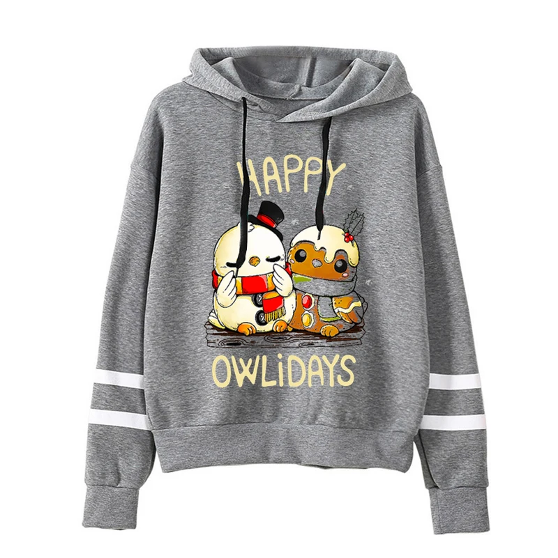 Happy Owlidays Print Men Women Fashion Casual Hoodies Cute Chicken Hug Cartoon Sweatshirt Funny Animals Harajuku Pullover Hoodie