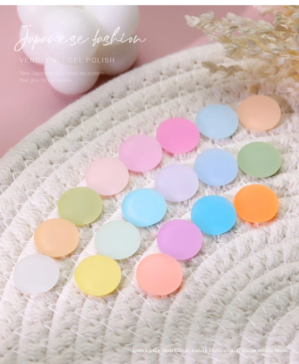 Vendeeni 18 Farben Regenbogenfarben Gel-Nagellack Sommer Bunter UV-LED Soak-Off Gel-Lack Macaron Nagelkunst Gel-Lack 15ml – Detail 4