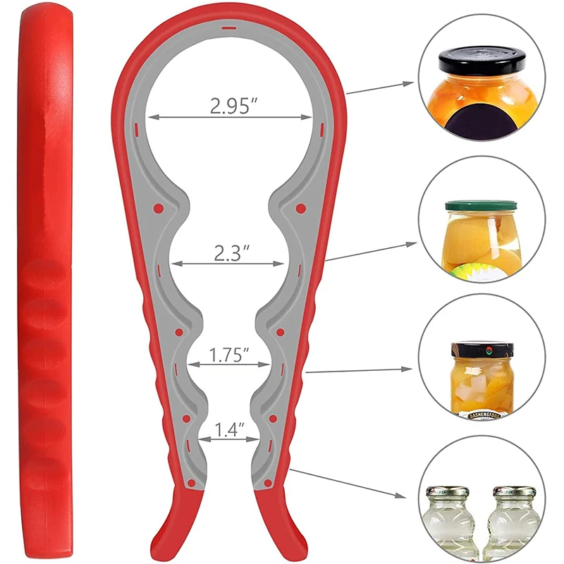 LMETJMA Jar Opener for Weak Hands 5 in 1 Multi Function Can Opener Bottle Opener Kit with Non Slip Silicone Handle JT175