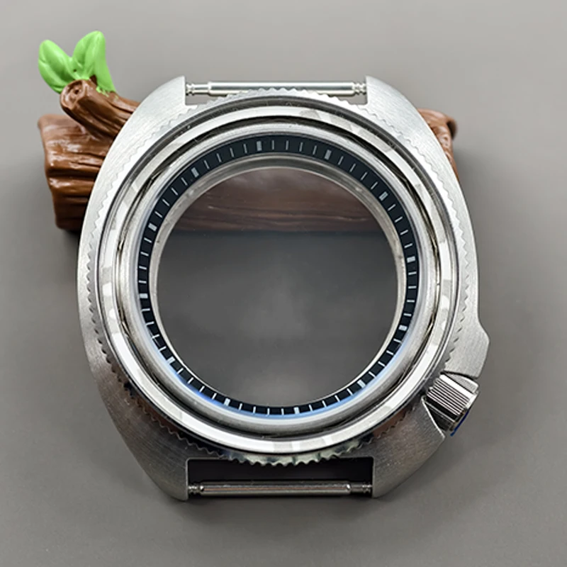 44mm 6105 Turtle Watch Case Sapphire Glass Fits NH35 NH36 4R 7S26 Movement Transparent Back Cover Men's Dive Watch Parts Refit