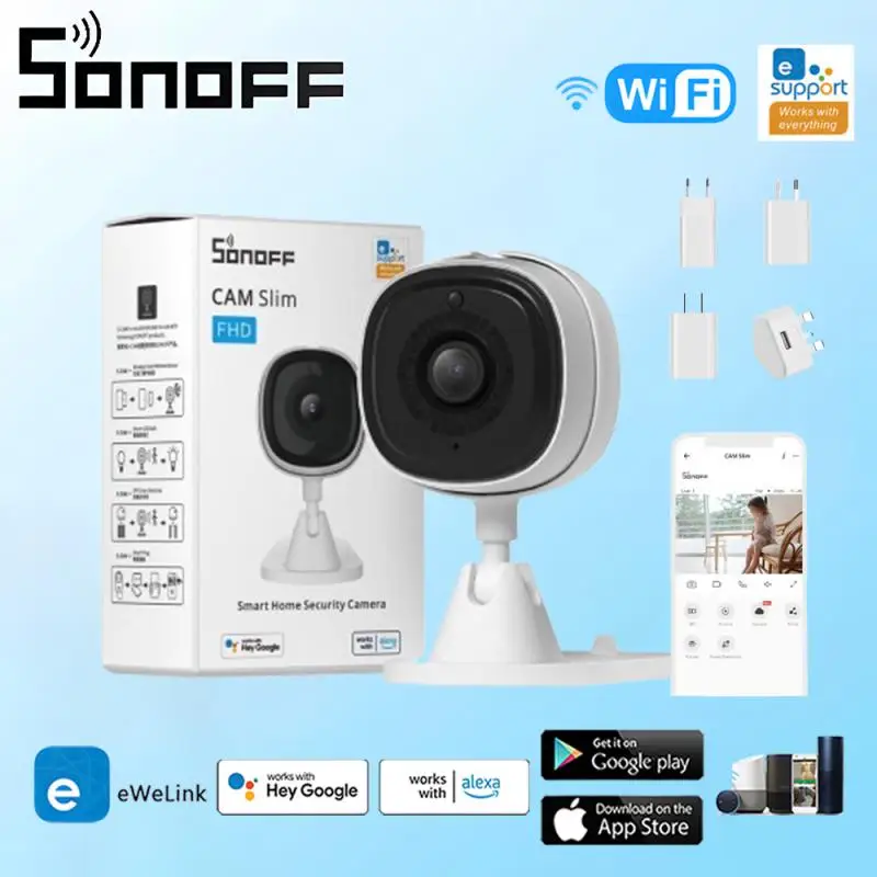 SONOFF 1080P HD WiFi IOT Camera CAM Slim Smart Home Security Motion Detection Alarm Scene Linkage Via EWeLink Alexa Google Home