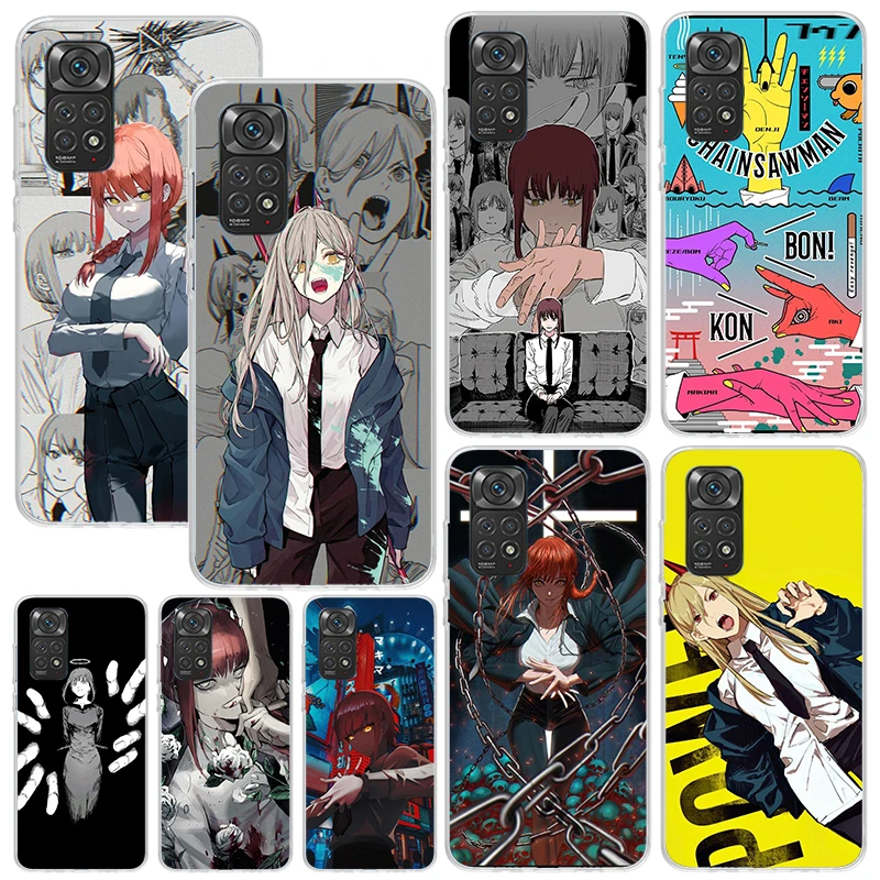 Chainsaw Makima Power Phone Case For Xiaomi Redmi Note 13 12S 11S 10S 12 11E 10 Pro Plus 11T 9S 9 8T 8 7 Art Fundas Back Cover