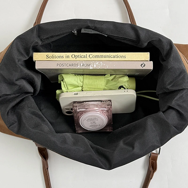 Koreanische Umhängetasche mit Kordelzug, ethnische Blumen- und Musiknoten-Stickerei, große Handtasche für Damen, Vintage-Handtasche für den Winter. – Detail 7