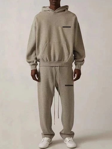 Imagen 2 del producto Temporada 8 marca de lujo sudaderas con capucha para hombre pecho espalda dos filas flocado letra Logo suéteres marca de diseñador pareja sudaderas con capucha conjuntos de pantalones