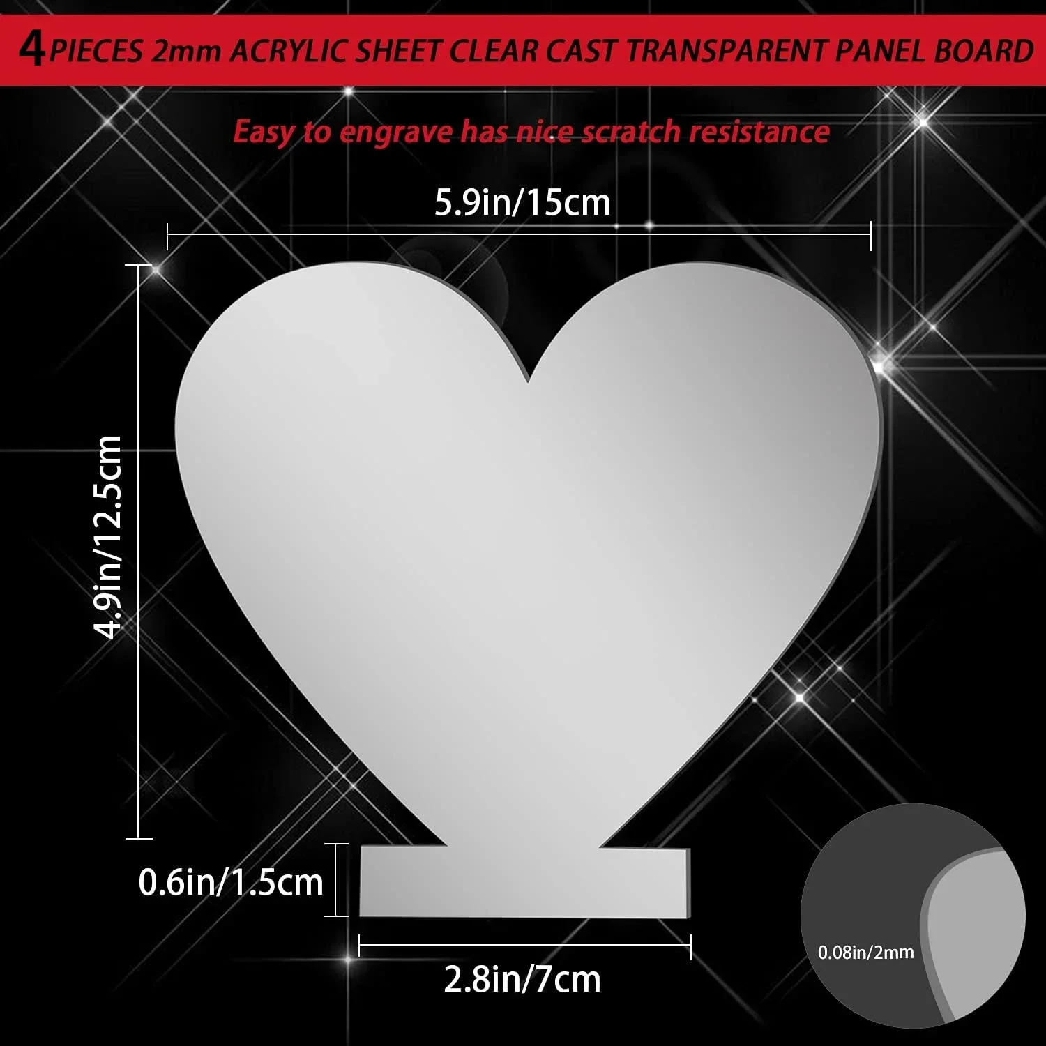 4pcs Acrylic Sheet Clear Cast Round Panel Thick (2mm) for LED Light Base Signs DIY Display Projects Craft 150x125mm Candleabra