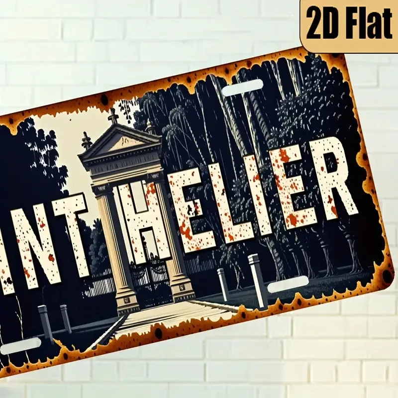 Placa de matrícula Vintage Saint Helier, letrero decorativo de aluminio con acabado pulido, decoración Retro de coche para el hogar, mesa y dormitorio, 1 ud.