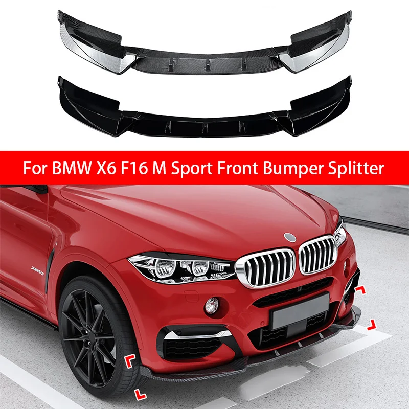 

For BMW X6 F16 M Sport M50i M50d 2014-2019 Bodykits Tuning 4Pcs Performance Gloss Front Bumper Splitter Lip Spoiler Diffuser