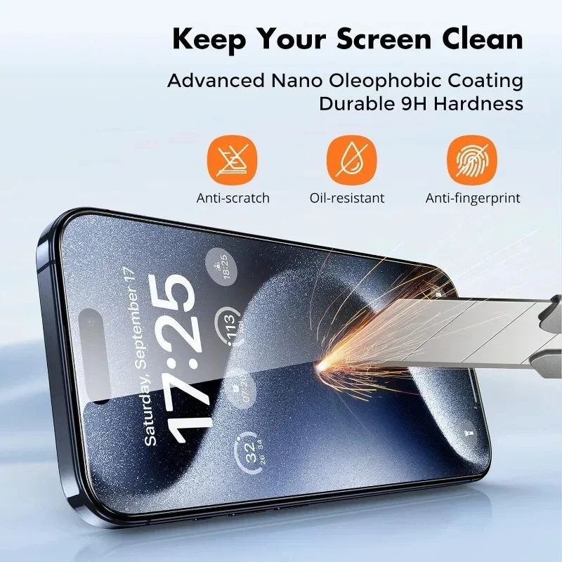 5 PCS Screen Protector For IPhone 15 14 13 12 11 High Definition Tempered Glass For IPhone 16ProMax Full Cover Protective Glass