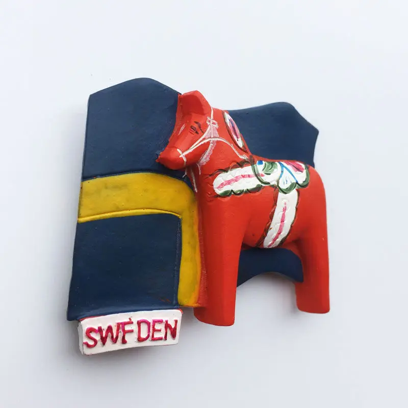 Sweden Geographical Indication Dala Trojan Horse Creative Tourism Souvenirs Magnetic Refrigerator Stickers, Crafts Souvenirs