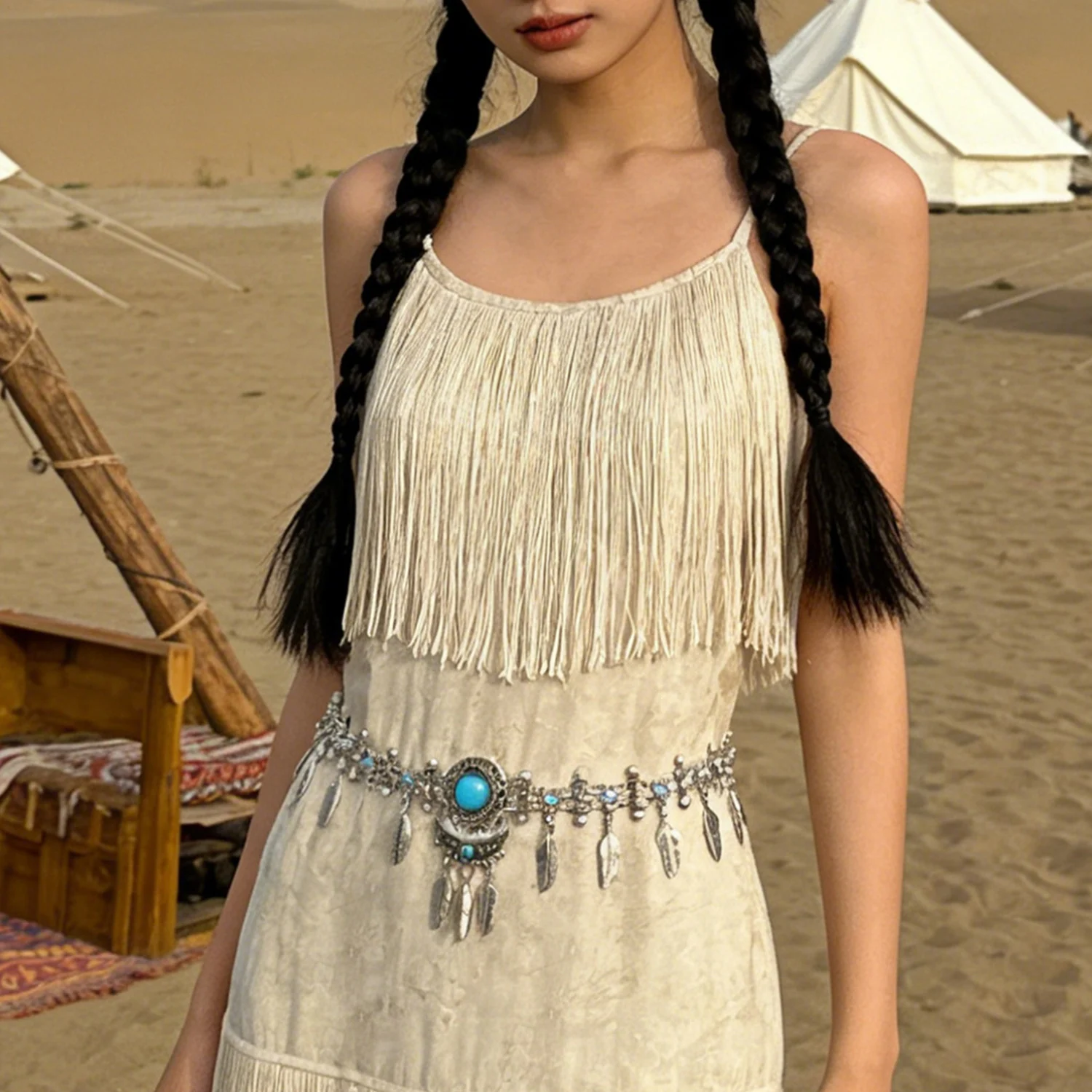 

Bohemian Alloy Carved Tassels Waist Chain for Women Retro Ethnic Style Turkey Kurdish Waistband Jewelry Accessory