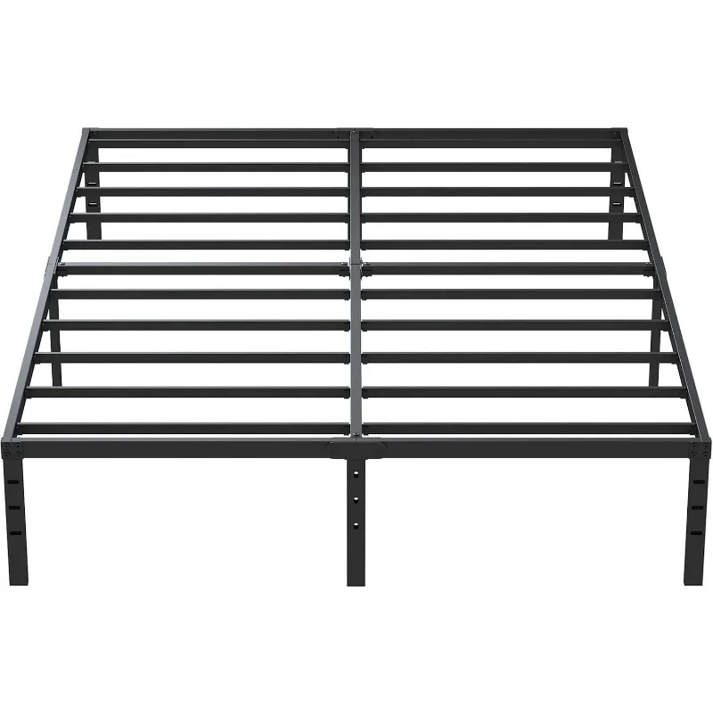 14 Inch Metal Bed Frame Queen Size No Box Spring Needed, Heavy Duty Platform Support Up to 3000 lbs, Easy Assembly,  Black