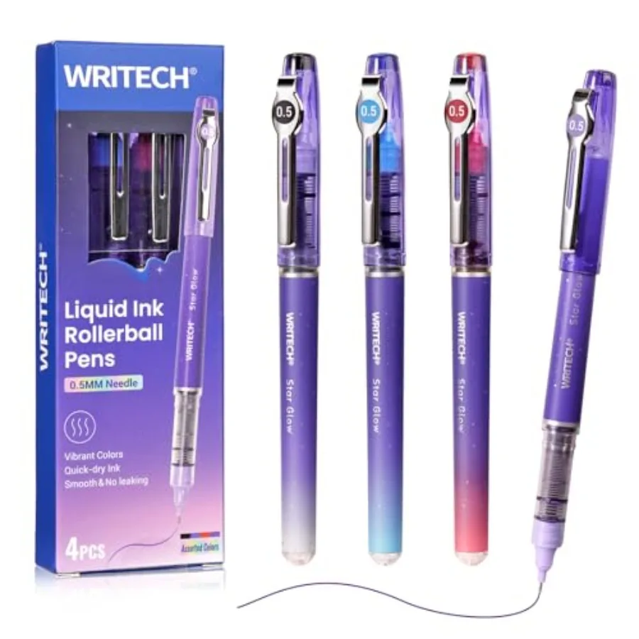 

Liquid Ink Rollerball Pens: 0.5mm Assorted Color Ink Fine Point Tip Rolling Roller Ball Pen Multicolor No Bleed and Smudge for