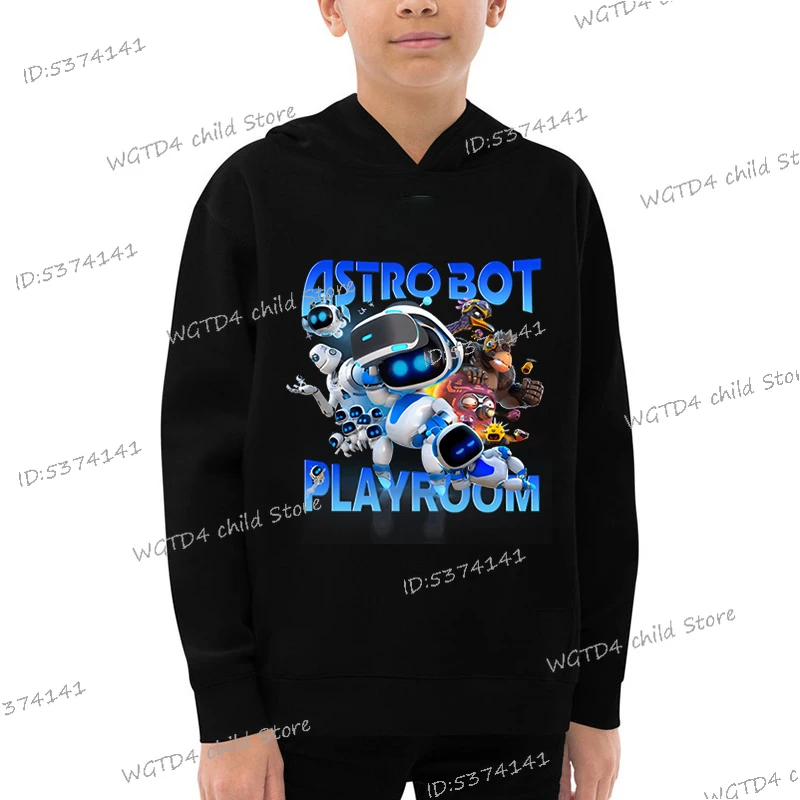 Cartoon Astro Bot Playroom Hoodie Kids Spring Autumn Hoody Boys Girls Long Sleeve Sweatshirt Game Lover Children's Clothing