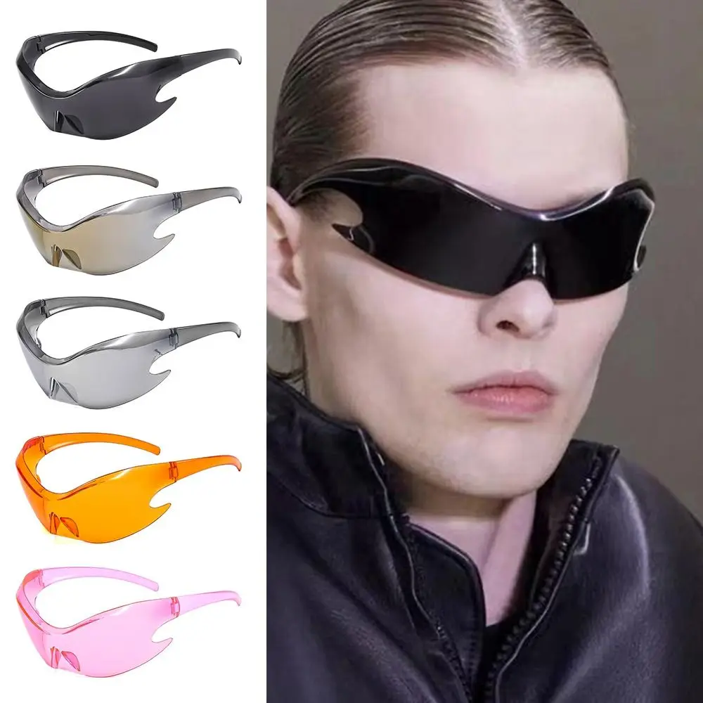 

2023 New One-piece 2000's Sun Glasses Y2K Wrap Around Steampunk Shades Punk Sports Sunglasses For Women Men UV400 Shades Eyewear