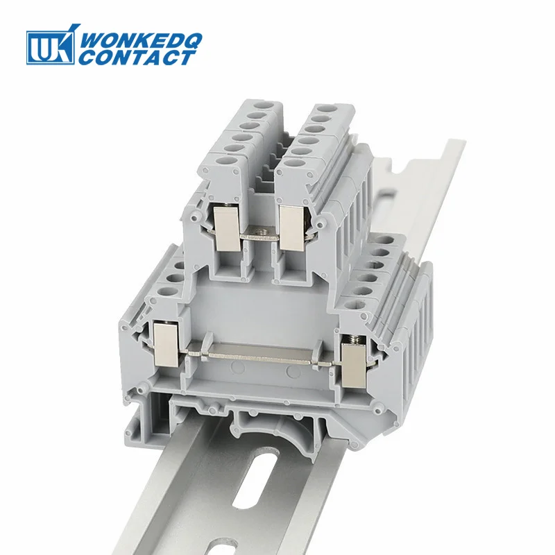 10Pcs UKK/UKKB 5 Double-Level Terminal Block 2 Layer 0.2 - 4 mm² Plug Wire Electrical Screw Connector DIN Rail Termin UKK5 UKKB5