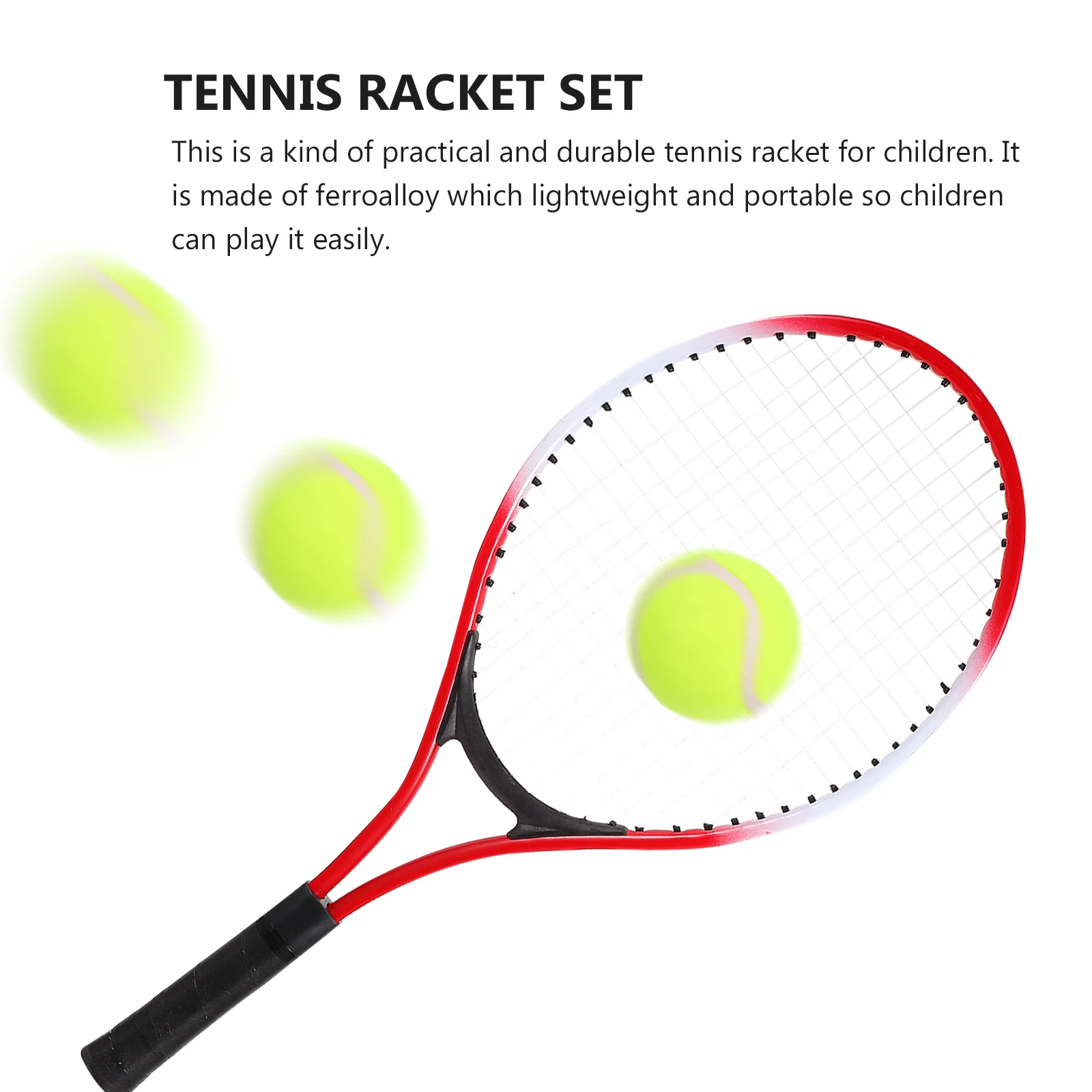 

2 Tennis Rackets Ferroalloy Material Lightweight Portable Kids Outdoor Sports Toy Beginner Set Child Toddler Tennis