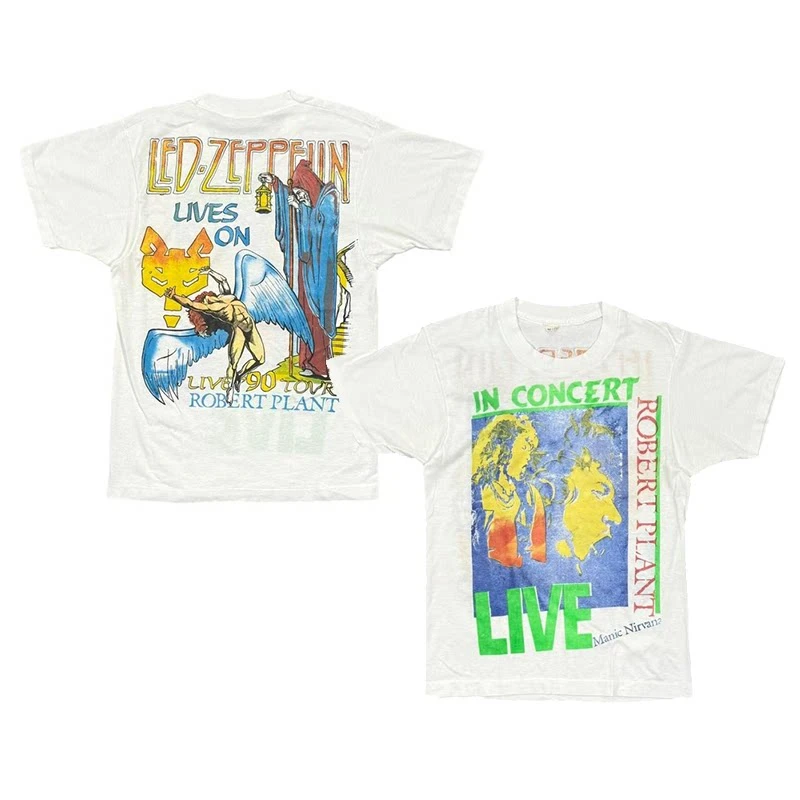 Retro Summer Led Zeppelin Band Graphic Cotton T-shirt Unisex Summer Short Sleeve Fashion Brand Tee Luxury Casual Vintage Tees