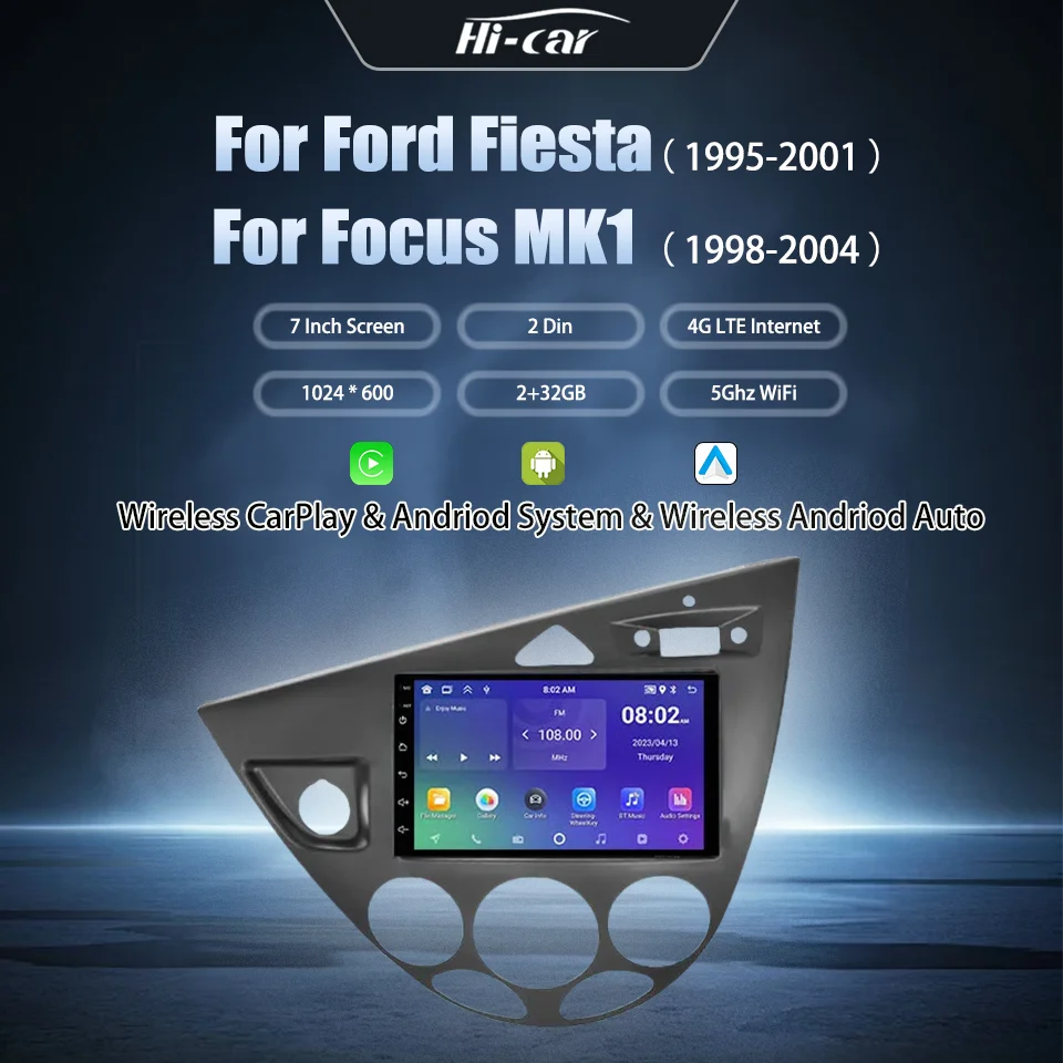 

Andriod Car Radio Android Stereo for Ford Fiesta 1995-2001 Focus MK1 1998-2004 2 Din Car Multimedia Player Carplay Autoradio