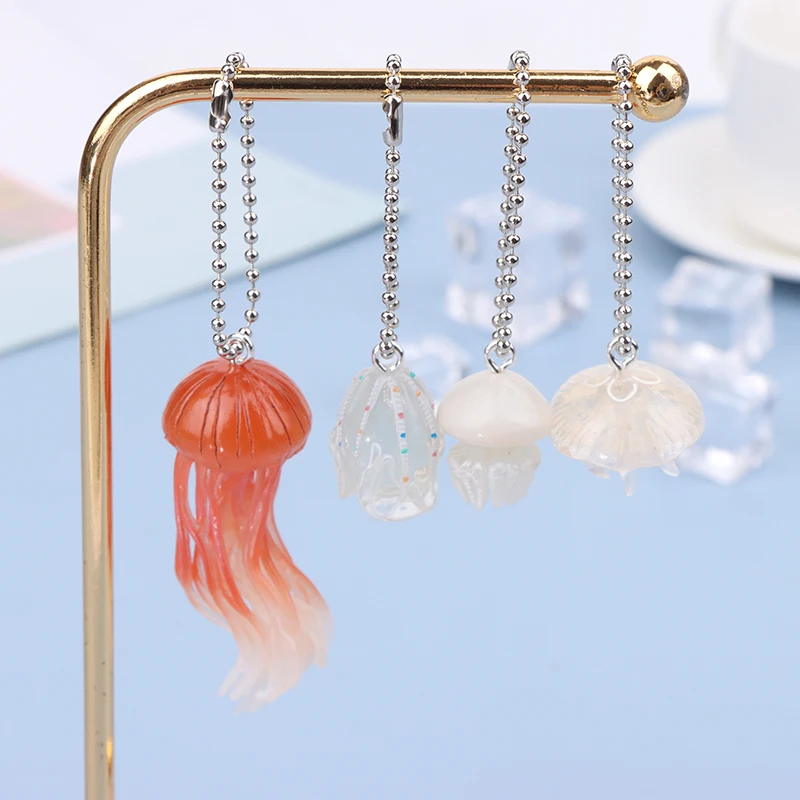 1PC Simulated Jellyfish Keychain Pendant Realistic Marine Animal Key Chains Charm Bag Car Key Ring Gift For Men Women