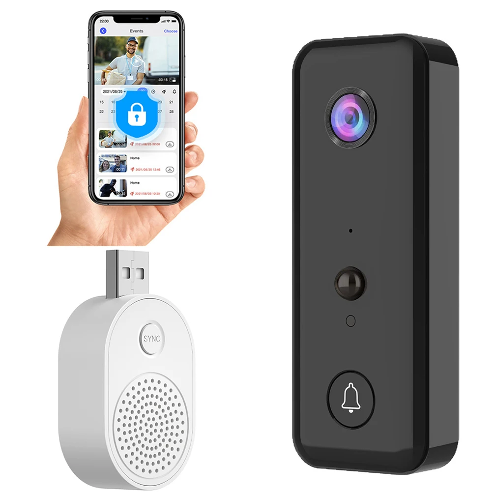 Videodeurbelcamera 2-weg audio Draadloze videodeurbel PIR-bewegingsdetectie voor thuis