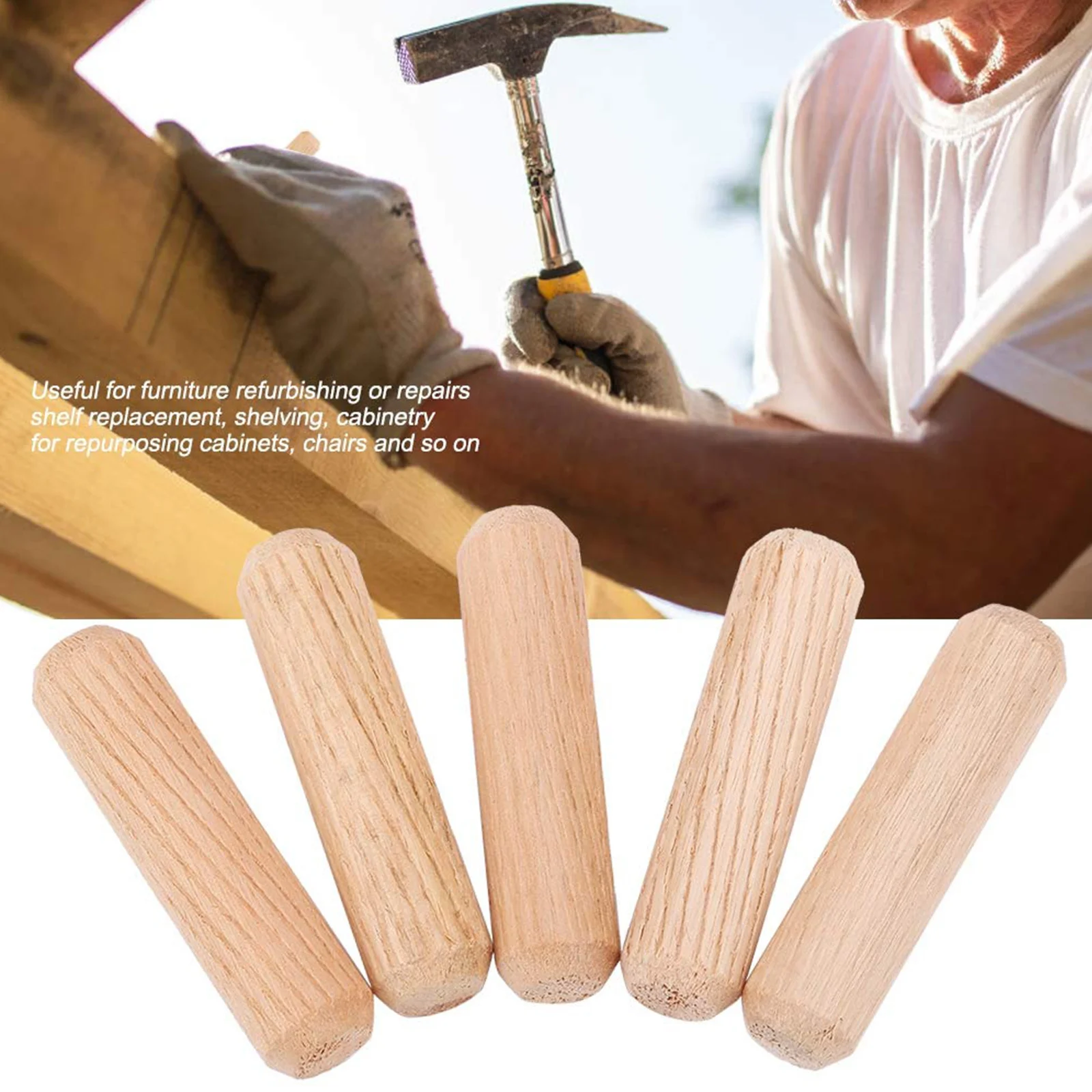 

500Pcs Durable Wooden Dowel Pin Natural Hardwood Furniture Fittings Easy Insertion Long Lasting Craft Dowel Pin