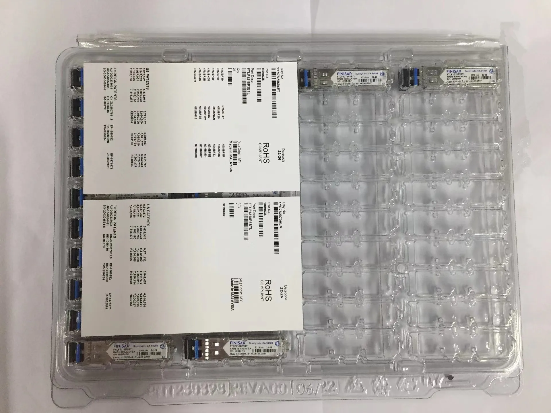 Finisar-ギガビットファイバーモジュール、sfp/ftlfp1318p3btl、1.25g、10km、1310nm、lc、sfp、sm、ギガビット、シングルモード、ftlf1319p1btl